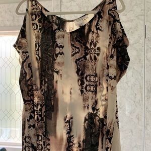 Snakeskin Sheer Cold Shoulder Blouse